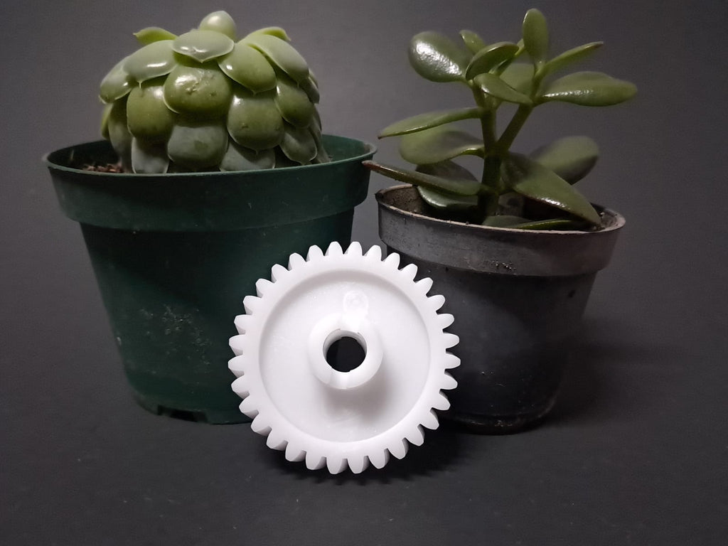 Piñón blanco dentado para portón eléctrico